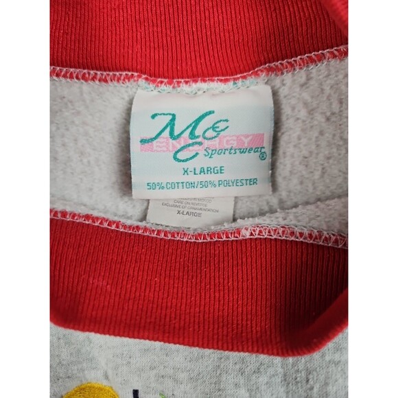 M&C Sportswear Adult Sweatshirt XL Snowman Scarf Mittens Snowflakes Broom - Picture 4 of 4